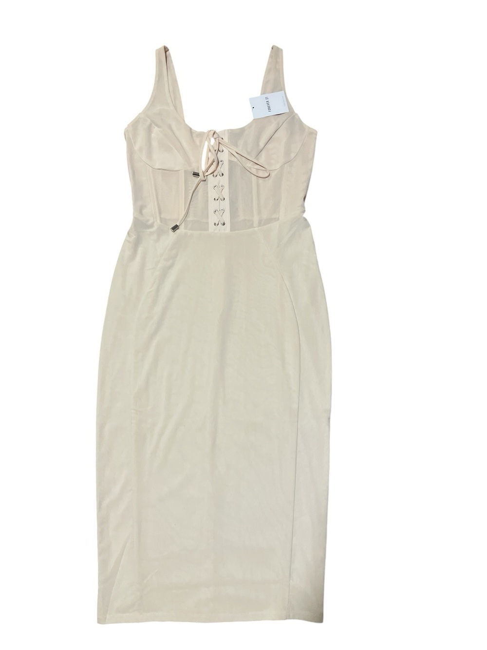 Forever 21 Cream Midi Bodycon Dress